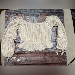 Boutique Eyelet Cream Women's Top